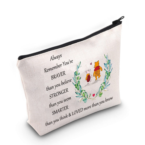 LEVLO Friendship Cosmetic Make up Bag Friend Gift Friendship You Are Braver Stronger Smarter Than You Think Makeup Zipper Pouch Bag (Winnie Bag) LEVLO Friendship Cosmetic Make up Bag Friend Gift Friendship You Are Braver Stronger Smarter Than You Think Makeup Zipper Pouch Bag (Winnie Bag)