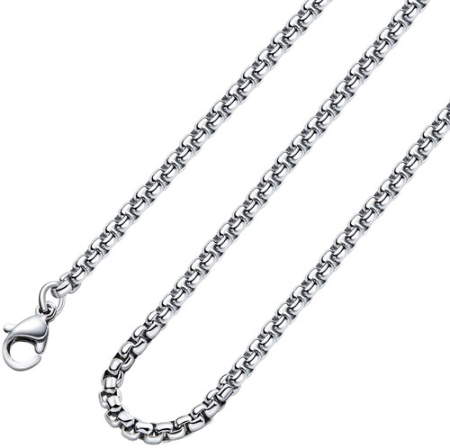 3mm 26Inches Stainless Steel Square Rolo Chain Necklace Round Box Necklace Jewellery for Men Women 3mm 26Inches Stainless Steel Square Rolo Chain Necklace Round Box Necklace Jewellery for Men Women