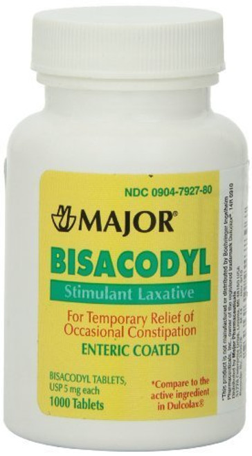 Major Bisacodyl 5MG Generic for Dulcolax Laxative Coated Tablets 1000 ct