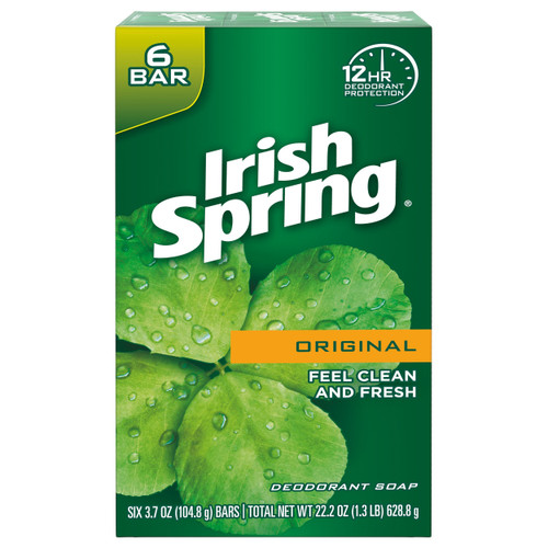Irish Spring Deodorant Soap 3.75oz. (6 Bars)