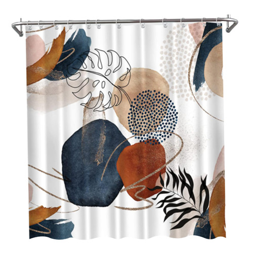 LokweeTal Shower Curtain Modern Geometric Leaves Bathroom Curtain 71 x 71 Inch Waterproof Bath Curtains Shower Curtains