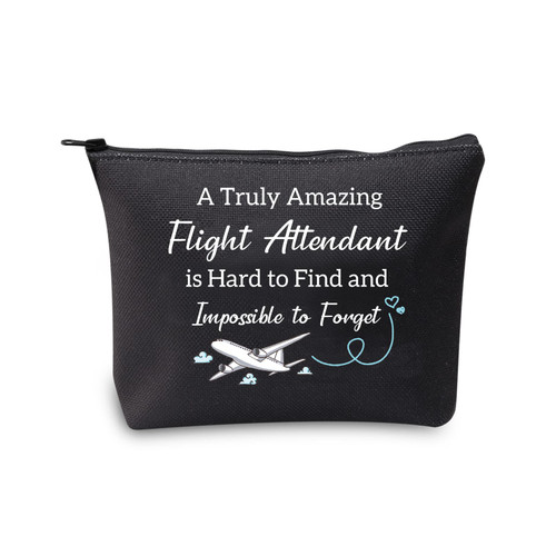 CMNIM Flight Attendant Gifts Makeup Bag Flight Attendant Travel Bag Flight Attendant Appreciation Gifts A Truly Amazing Flight Attendant is Hard to Find and Impossible to Forget