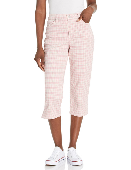 Gloria Vanderbilt Women's Amanda Capri Jean, Rosy Pink-Refined Plaid