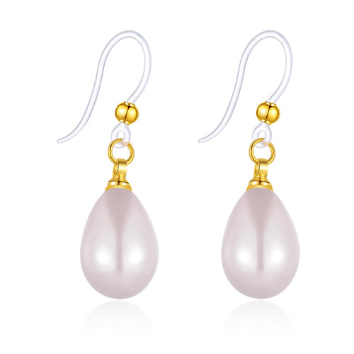 Plastic Earrings, KMEOSCH Lightweight and Elegant Drop Dangle Pearl Earrings on Hypoallergenic Plastic Hooks for Sensitive Ears