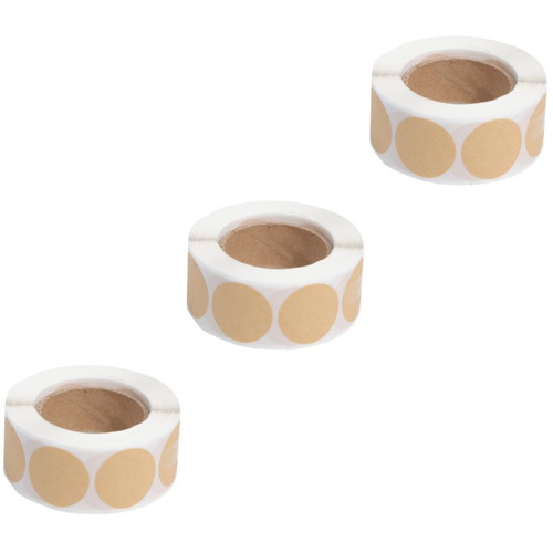 Ciieeo 3 Rolls Decorative Adhesive Label Blank Gift Tags Adhesive Gift Tags Kraft Blank Labels Craft Labels Round Labels Appliques Embellishments Sticker Labels Stickers Decorative Circle