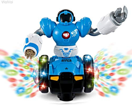 WolVol Bump and Go Robot Toy for Kids with Flashing Lights and Attractive Lights