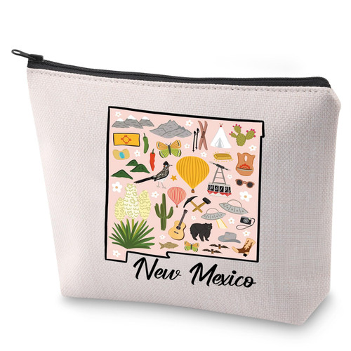 BLUPARK Mexican Pride Cosmetic Bag Latina Gift New Mexico Travel Makeup Bag New Mexico Souvenir Gift (New Mexico)
