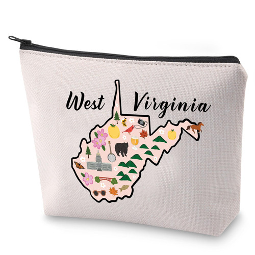 BLUPARK West Virginia Map Cosmetic Bag WV Gift West Virginia Travel Makeup Bag Gift For West Virginia Lovers (West Virginia) BLUPARK West Virginia Map Cosmetic Bag WV Gift West Virginia Travel Makeup Bag Gift For West Virginia Lovers (West Virginia)