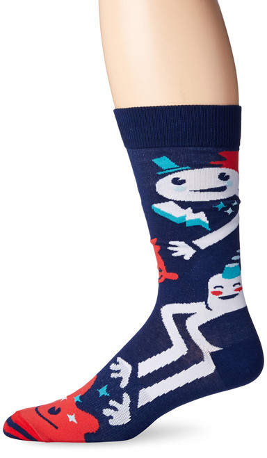 K. Bell Socks Men's Grabbin Hands Crew Sock, Blue Print, 10-13/Shoe Size 6-12