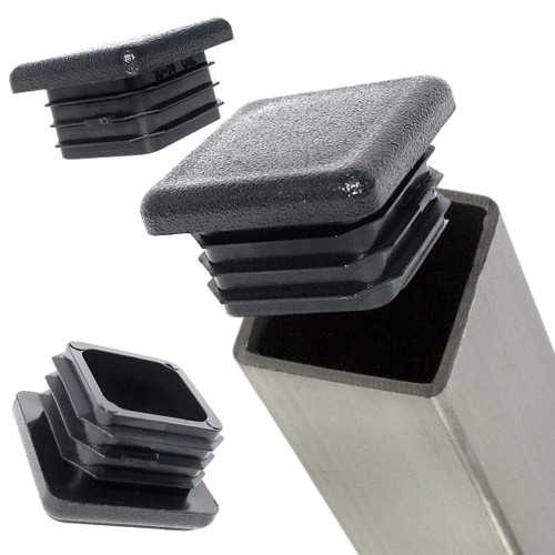 EZends Premium Grade 1 Inch (10-14 Gauge) Extra Durable Polyethylene Square Tubing End Caps (20 PK) Plastic Plugs/End Caps/Plastic Plugs for Square Tubing/Black Plastic Square Plugs/Cap Plug