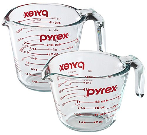 Pyrex Prepware 2-Piece Glass Measuring Cup Set, 1 and 2-Cup