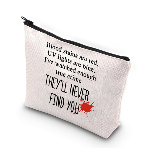 WCGXKO True Crime Gift True Crime Junkie Gift Crime Show Lover Zipper Pouch Makeup Bag (FIND YOU)