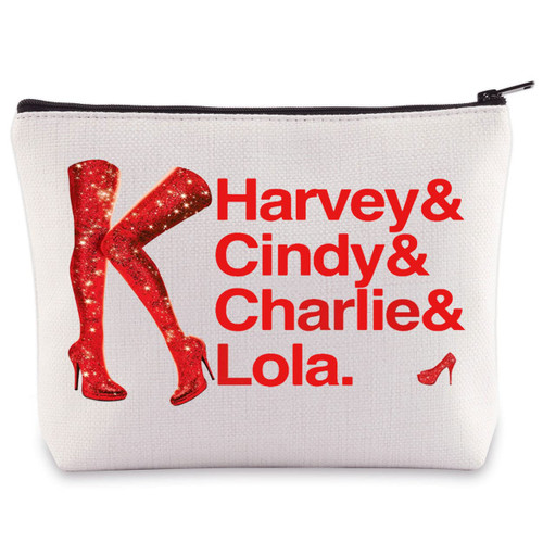 BWWKTOP Kinky Boots Cosmetic Makeup Bag Musical Fans Gifts Harvey& Cindy& Charlie& Lola Zipper Bag Broadway Merchandise (Harvey& Cindy)
