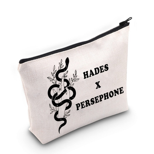 G2TUP A Touch of Darkness Gift Hades X Persephone Makeup Bag Scarlett St. Clair Fan Cosmetic Bag Bookish Gift Hades & Persephone Zipper Travel Bag (Hades X Persephone White Bag)
