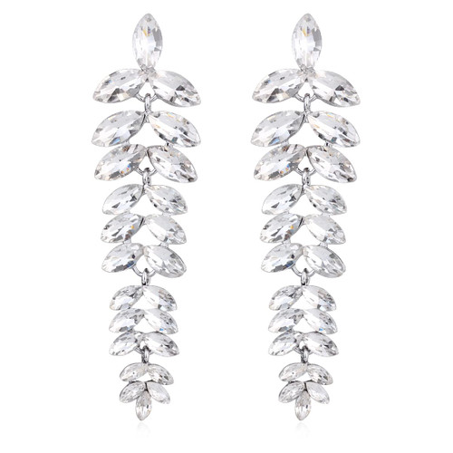 KELMALL Crystal Long Chandelier Dangle Earrings for Women Rhinestone Leaf Drop Statement Earrings