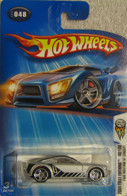 Hot Wheels 2004-048 First Editions Ford Mustang GT Concept 1:64 Scale SILVER - LARGE Headlight Card
