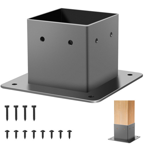 HONSREO 4x4 Post Base, 1Pcs Post Brackets (Inner Size 3.5"x3.5"), Black Powder-Coated Heavy Duty Steel Fence Post Anchor for Deck Porch Railing Pergola Support