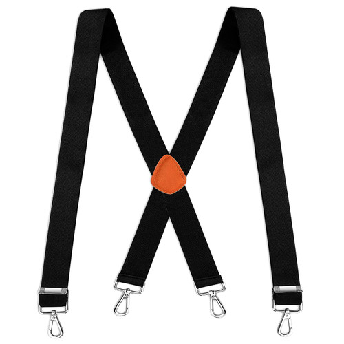 yesbeeno Suspenders for Men Heavy Duty X-Black,Suspenders Wide Adjustable,Men's Suspenders Black with 4 Snap Hooks,hook suspenders for men