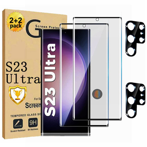 Micger Galaxy S23 Ultra Screen Protector, 2 Pack Screen Protector, 2 Pack Tempered Glass Camera Lens Protector, Compatible Fingerprint, 9H Hardness Tempered Glass Screen Protector for Samsung Galaxy S23 Ultra Screen Protector?2+2 Pack?