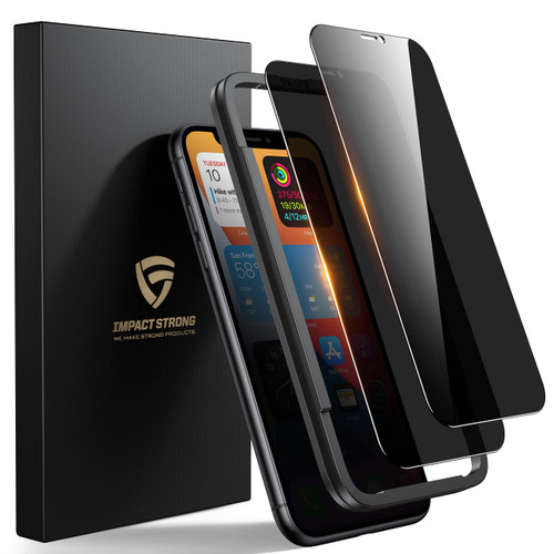 ImpactStrong Privacy Glass Screen Protector for iPhone XR/iPhone 11 [6.1 Inch] Anti-Scratch Heavy Duty Tempered Glass Screen Protectors with [Easy Install Kit] [9H Hardness], Case Friendly - 2 Pack