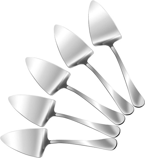 11.41" Large Pie Servers Set of 5, KSENDALO Stainless Steel Cake Servers, Cake Pizza Cutter Tart Dessert Pie Server for Party, Silver