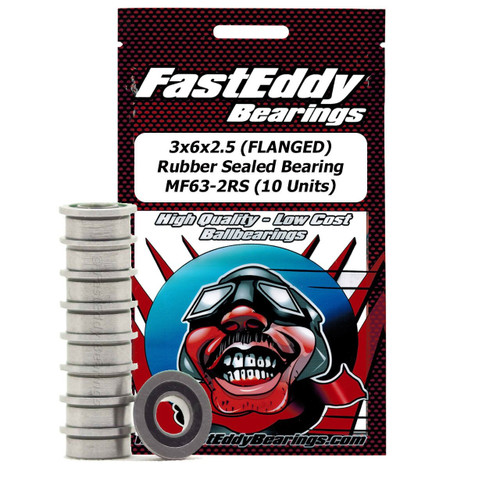 FastEddy Bearings 3x6x2.5 (FLANGED) Rubber Sealed Bearing MF63-2RS (10 Units)