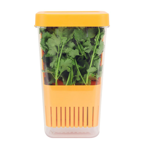 LUVCOSY Fresh Herb Keeper for Refrigerator, Clear BPA-Free Herb Saver, Storage Container for Cilantro, Parsley, Thyme, Mint & Asparagus, Preserver Keeps Fresh Herbs for 3 Times Longer, Orange