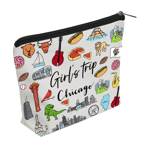WZJHCL Chicago Trip Travel Case Pouch Bag Bestie Trip Makeup Pouch Bag Chicago Travel Gift Chicago Vacation Cosmetic Kit Bag (Chicago)