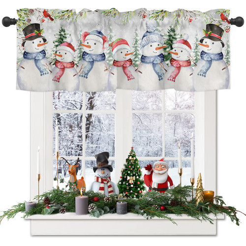Snowman Curtains Valance for Bedroom Living Room, Christmas Tree Red Cardinals Curtains & Drapes Rod Pocket Seasonal Winter Snowy Scene Valance for Kitchen Window Curtains Over Sink 54x18in,1 Panel Snowman Curtains Valance for Bedroom Living Room, Christmas Tree Red Cardinals Curtains & Drapes Rod Pocket Seasonal Winter Snowy Scene Valance for Kitchen Window Curtains Over Sink 54x18in,1 Panel
