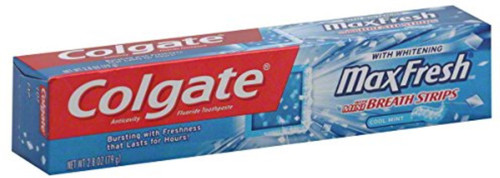 Colgate MaxFresh Whitening Toothpaste With Mini Breath Strips Clean Mint, 2.8 oz (Pack of 3)