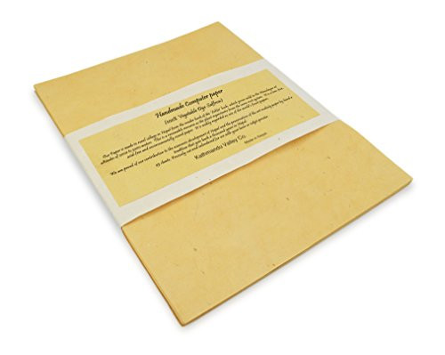 Handmade Lokta Laser and Inkjet Computer Paper (25 Sheets, Saffron)