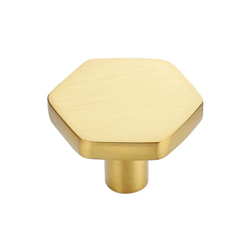 5 Pack Gold Cabinet Knobs, Kitchen Cabinet Knobs Solid Cabinet Pulls for Kitchen Cabinet Drawers, Hexagon Dresser Knobs for Cabinet Hardware 1.1" Closet Door Knob