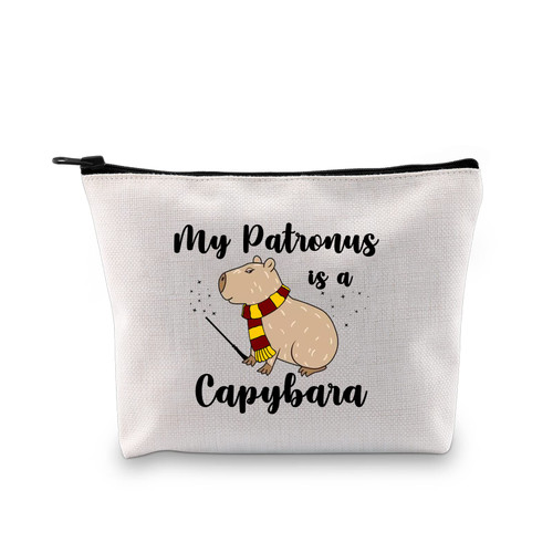 G2TUP Capybara Lover Gift My Patronus Is A Capybara Makeup Bag Capybara Fan Cosmetic Bag Rodent Animal Lover Gift Zipper Travel Pouch (Patronus Is A Capybara White Bag) G2TUP Capybara Lover Gift My Patronus Is A Capybara Makeup Bag Capybara Fan Cosmetic Bag Rodent Animal Lover Gift Zipper Travel Pouch (Patronus Is A Capybara White Bag)