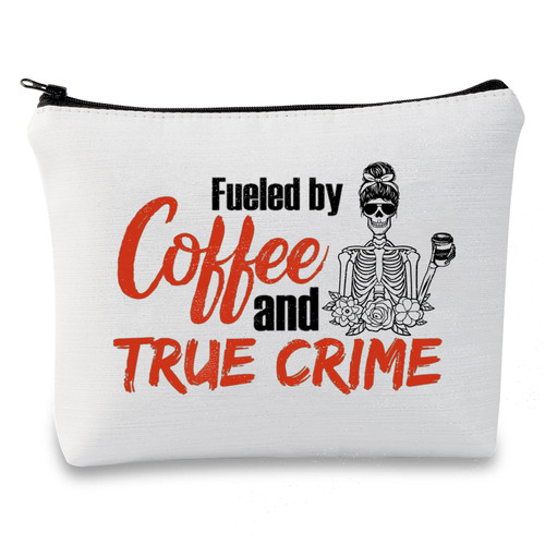 G2TUP True Crime Junkie Gift Fueled by Coffee and True Crime Makeup Bag Cosmetics Bag Crime Show Gift Murder Show Travel Bag (Coffee and True Crime Fluorescent White Bag) G2TUP True Crime Junkie Gift Fueled by Coffee and True Crime Makeup Bag Cosmetics Bag Crime Show Gift Murder Show Travel Bag (Coffee and True Crime Fluorescent White Bag)