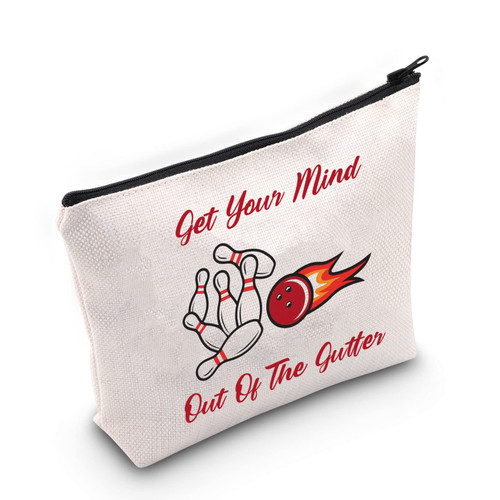G2TUP Bowling Lover Gift Get Your Mind Out Of The Gutter Makeup Bag Bowling Cosmetic Bag Bowling Coach Player Gift Bowling Team Gift Travel Bag with Zipper (Bowling White Bag 1.0) G2TUP Bowling Lover Gift Get Your Mind Out Of The Gutter Makeup Bag Bowling Cosmetic Bag Bowling Coach Player Gift Bowling Team Gift Travel Bag with Zipper (Bowling White Bag 1.0)