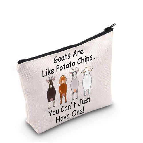 G2TUP Goat Lover Gift Goats Are Like Potato Chips Makeup Bag Goat Owner Cosmetic Bag Goat Lovers Gift Farmer Gift Zipper Travel Bag (Potato Chips White Bag) G2TUP Goat Lover Gift Goats Are Like Potato Chips Makeup Bag Goat Owner Cosmetic Bag Goat Lovers Gift Farmer Gift Zipper Travel Bag (Potato Chips White Bag)