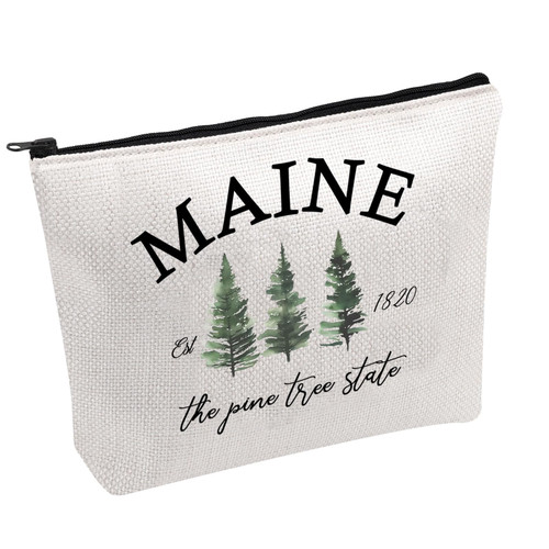 PWHAOO Maine Travel Cosmetic Bag Maine The Pine Tree State Est 1820 Cosmetic Bag Maine Native Gift Maine Souvenir Gift (MAINE the pine B)