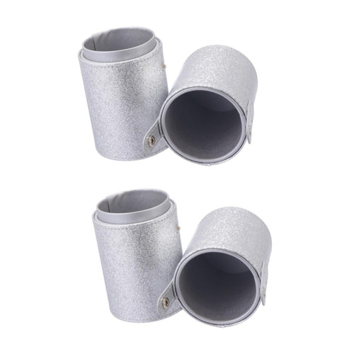 Beavorty 2pcs Travel Makeup Brush Organizer Makeup Brush Storage Tube Pen Holder Organizer Cosmetiquera Glitter Makeup Brushes Leather Bracers Leather Pen Holder Flash Container
