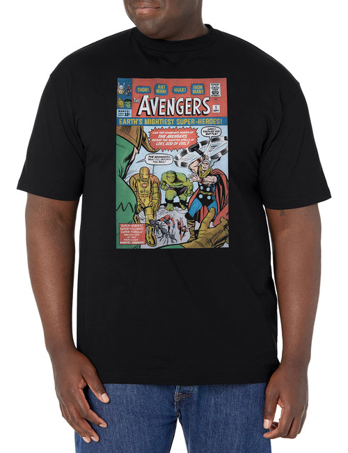 Marvel Big & Tall Classic Avengers #1 Men's Tops Short Sleeve Tee Shirt, Black, Large