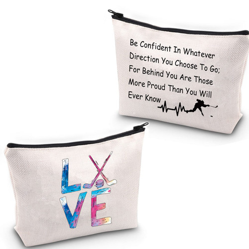 JYTAPP Inspirational Hockey Gifts Ice Hockey Makeup Bag Be Confident Cosmetic Zipper Pouch for Hockey Players Hockey Team Gifts JYTAPP Inspirational Hockey Gifts Ice Hockey Makeup Bag Be Confident Cosmetic Zipper Pouch for Hockey Players Hockey Team Gifts