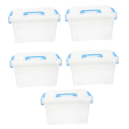 FONDOTIN Organizing Containers 5pcs Box Portable Storage Box Makeup Container Clear Plastic Container Makeup Tools Storage Bin Desktop Makeup Holder Blue Portable Storage Bin