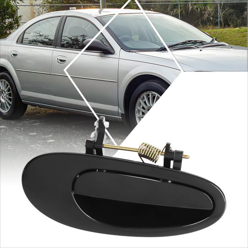 PM PERFORMOTOR Rear Right Passenger Side Door Pull Handle Compatible with 00-06 Chrysler Cirrus Neon Sebring Dodge Stratus,Smooth Black