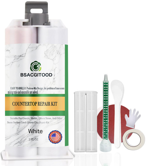 White Quartz Countertop Repair Kit, Granite & Marble Repair Kit, Quartz Chip Repair Kit, Suitable for Granite, Marble, Quartz Stone, and Other Stone Surface Crack