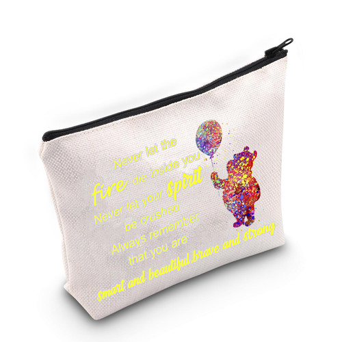 JNIAP Cartoon Bear Movie Cosmetic Bag Bear Lover Inspired Gift Makeup Pouch Never Let The Fire Die Inside You Zipper Bag