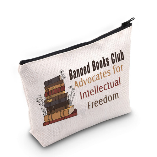 JNIAP Banned Book Cosmetic Bag Social Justice Gift Banned Book Club Birthday Makeup Zipper Pouch Freedom Reader Reading Gift For Book Lover Librarian Bookworm Travel Toiletry Bag Equality Gift