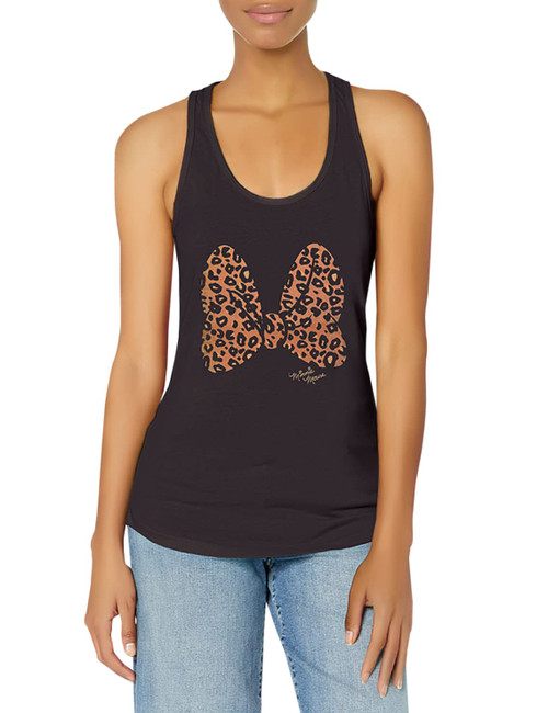 Disney womens Disney Characters Animal Print Bow Slim Fit, Scoop Hem Racerback Tank T Shirt, Black, XX-Large US Disney womens Disney Characters Animal Print Bow Slim Fit, Scoop Hem Racerback Tank T Shirt, Black, XX-Large US