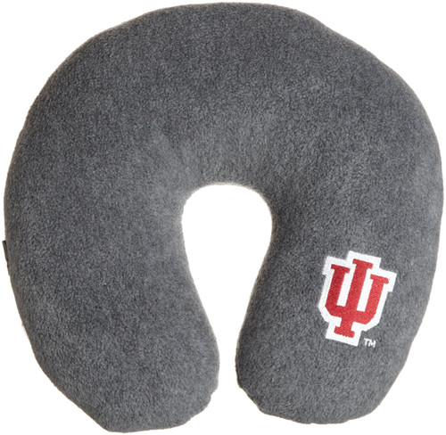 NCAA Indiana Hoosiers Embroidered U-Shaped Fleece Travel Neck Pillow, Charcoal