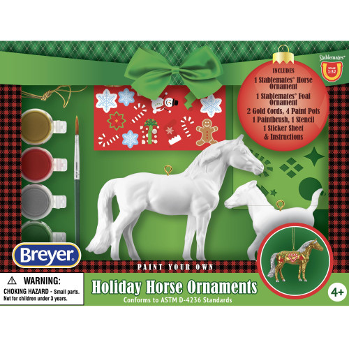 Breyer Horses 2023 Holiday Collection | Paint Your Own Ornament | 2 Horses | 4 Paint Pots | Model #700731 Breyer Horses 2023 Holiday Collection | Paint Your Own Ornament | 2 Horses | 4 Paint Pots | Model #700731