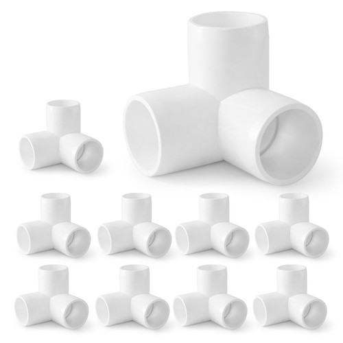 Zernmiarder 3 Way PVC Pipe Fittings 3/4 Inch, PVC Elbow Corner Side Outlet Tee Fitting, SCH40 Furniture Grade PVC Pipe Connectors - Fits 3/4" PVC Pipes, 12 Pieces