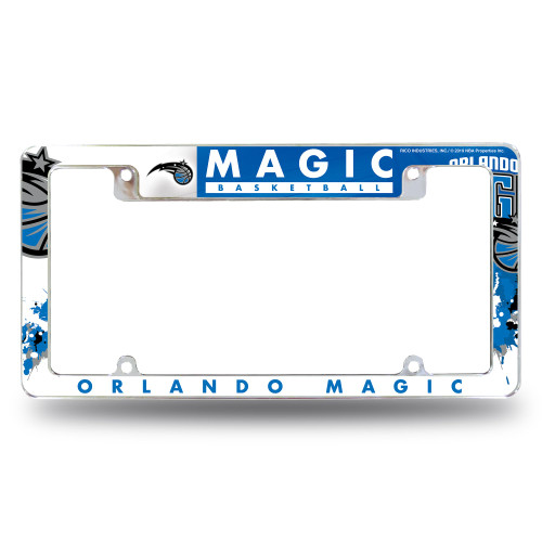 Rico Industries NBA Orlando Magic Primary 12" x 6" Chrome All Over Automotive License Plate Frame for Car/Truck/SUV